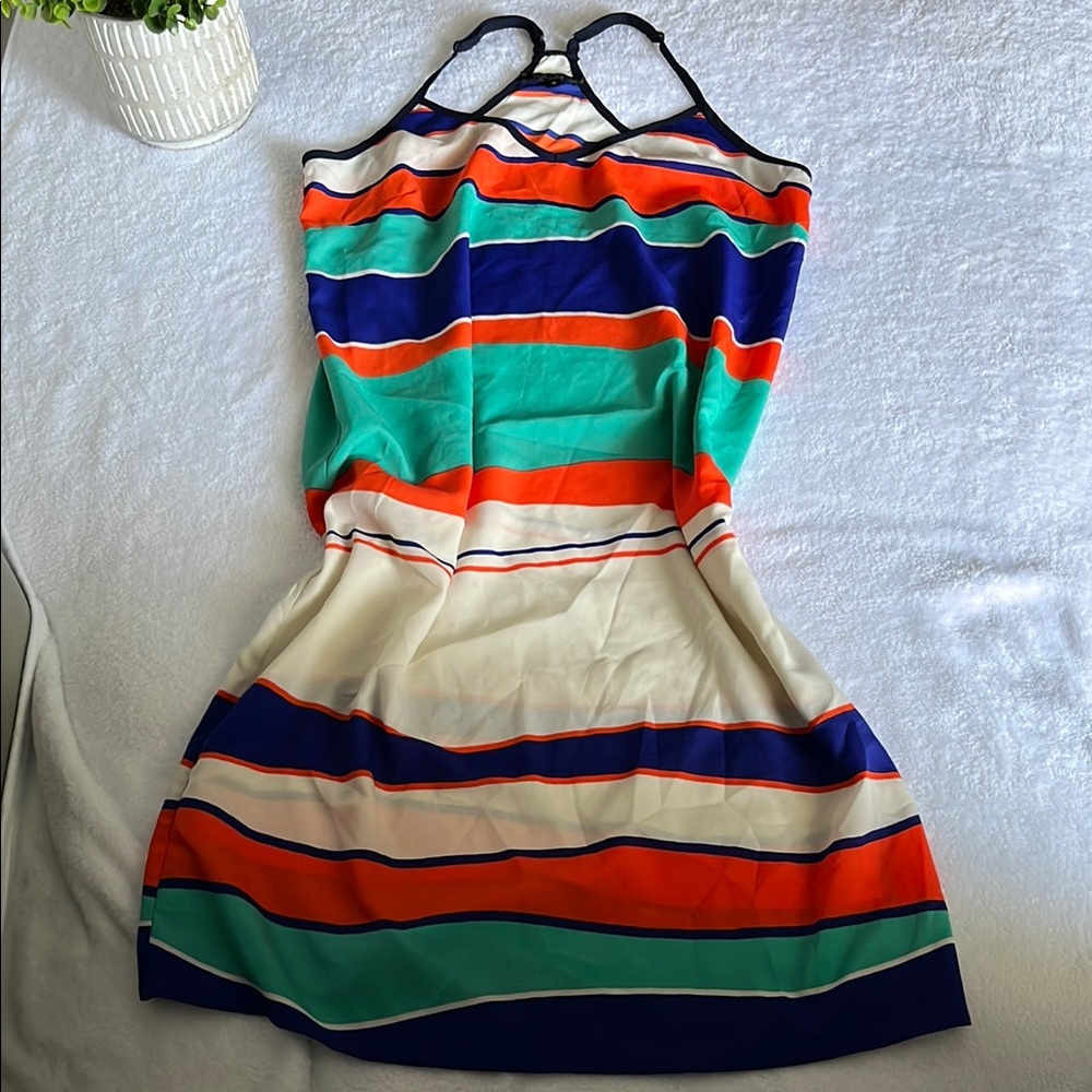 Glam Orange Green Halter Sundress Mini